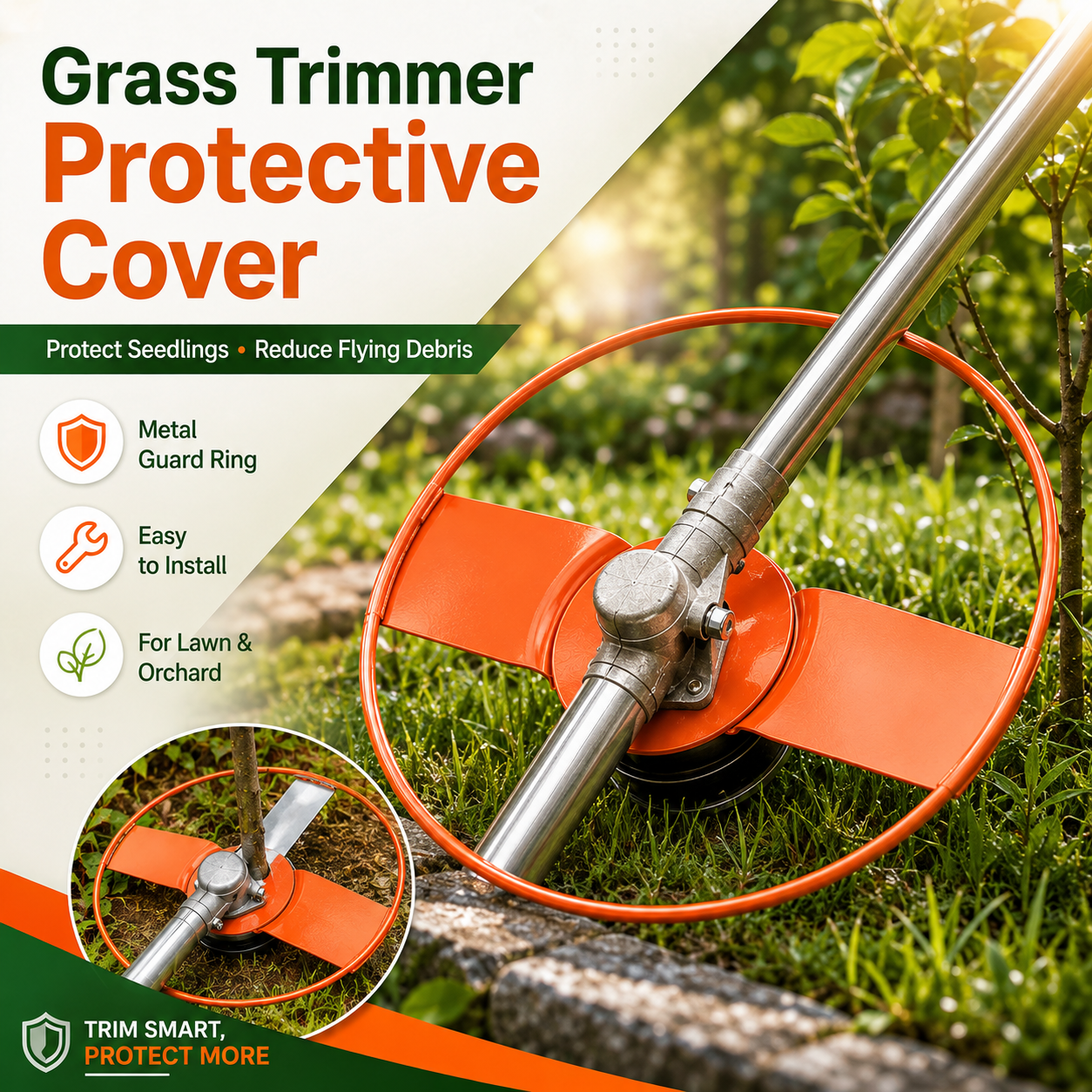 Smart Garden Edging - Grass Trimmer Cover, Seedling Protection Lid,